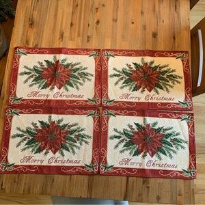 Set of 4 vintage poinsettia Christmas placemats